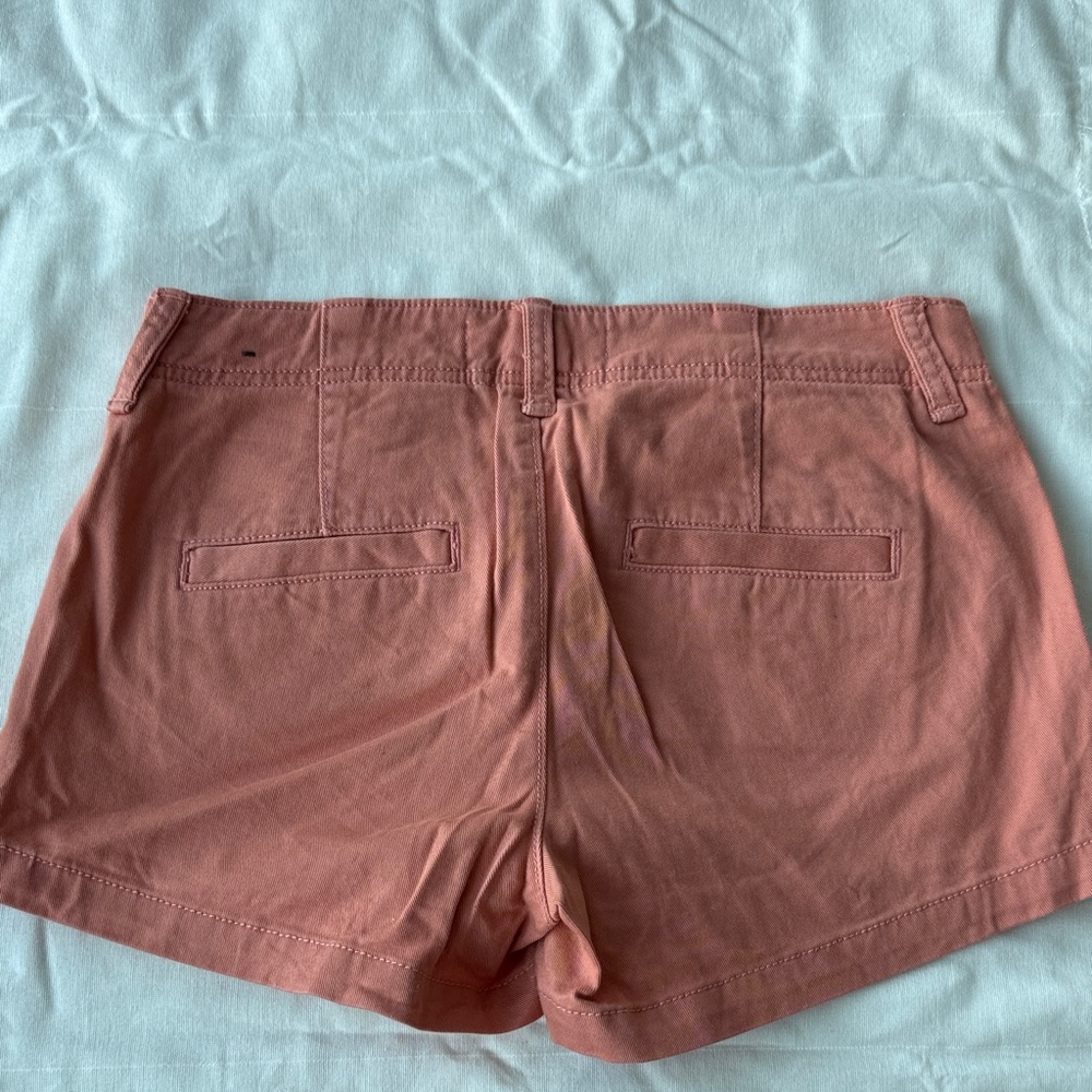 Abercrombie & Fitch Women's Dusty Coral Denim-Style Shorts - Picture 4 of 4